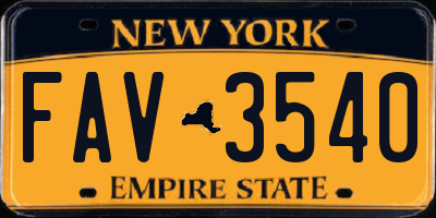NY license plate FAV3540