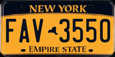 NY license plate FAV3550