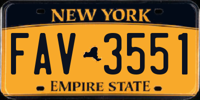 NY license plate FAV3551