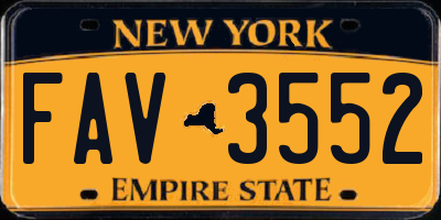 NY license plate FAV3552