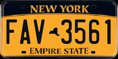 NY license plate FAV3561