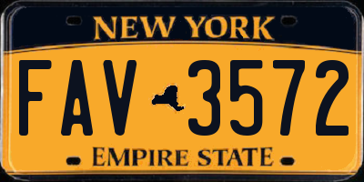 NY license plate FAV3572