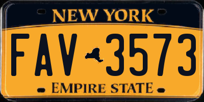 NY license plate FAV3573