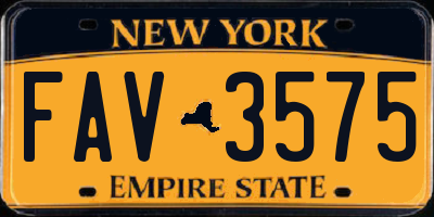 NY license plate FAV3575