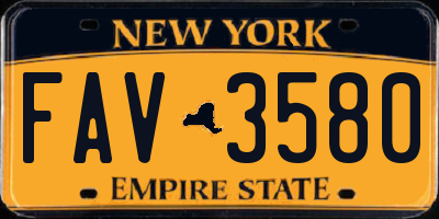 NY license plate FAV3580