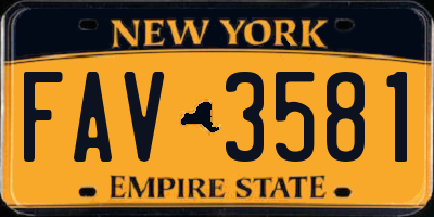NY license plate FAV3581
