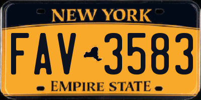 NY license plate FAV3583