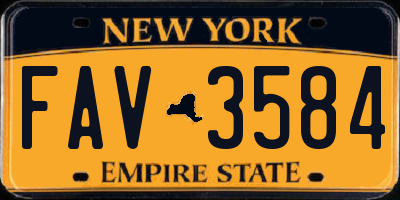 NY license plate FAV3584