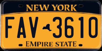 NY license plate FAV3610