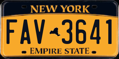 NY license plate FAV3641