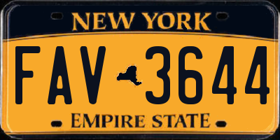 NY license plate FAV3644