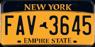 NY license plate FAV3645