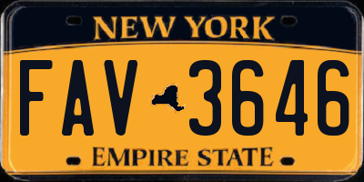 NY license plate FAV3646