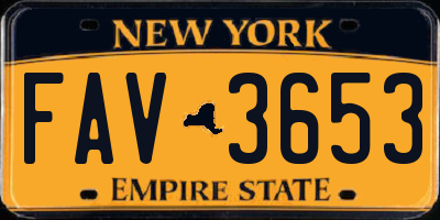 NY license plate FAV3653