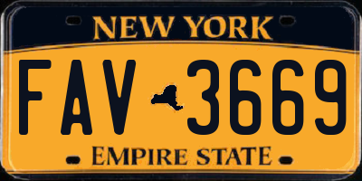 NY license plate FAV3669