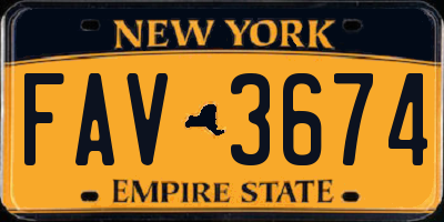 NY license plate FAV3674
