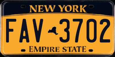 NY license plate FAV3702