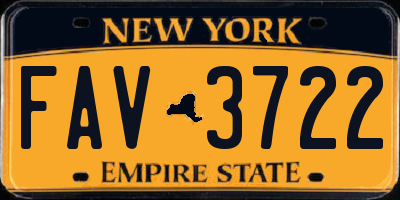 NY license plate FAV3722