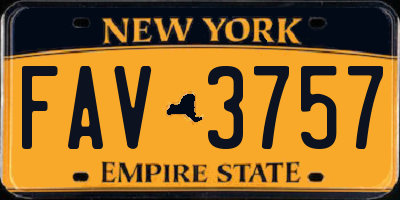 NY license plate FAV3757