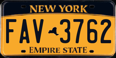 NY license plate FAV3762