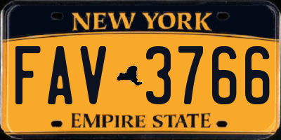 NY license plate FAV3766