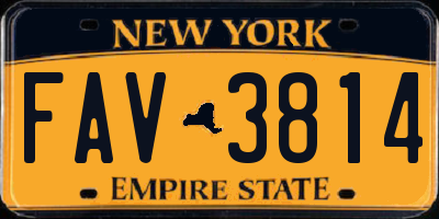 NY license plate FAV3814