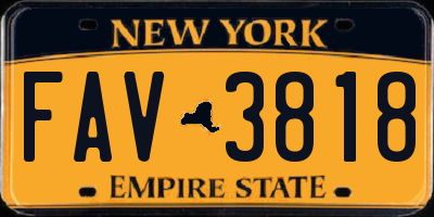NY license plate FAV3818