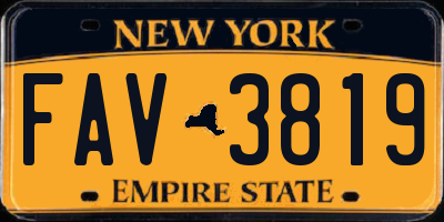 NY license plate FAV3819