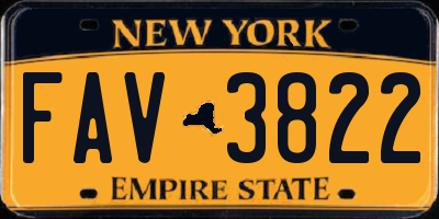 NY license plate FAV3822