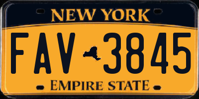 NY license plate FAV3845