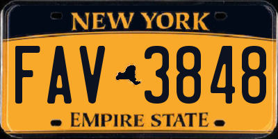 NY license plate FAV3848