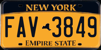 NY license plate FAV3849