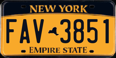 NY license plate FAV3851
