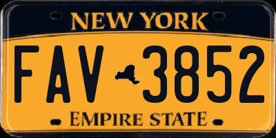 NY license plate FAV3852
