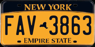 NY license plate FAV3863