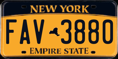 NY license plate FAV3880