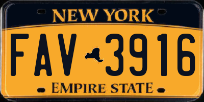 NY license plate FAV3916