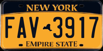 NY license plate FAV3917