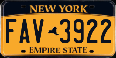 NY license plate FAV3922