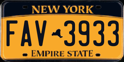 NY license plate FAV3933