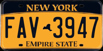NY license plate FAV3947
