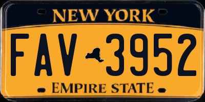NY license plate FAV3952