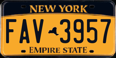 NY license plate FAV3957