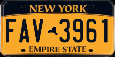 NY license plate FAV3961