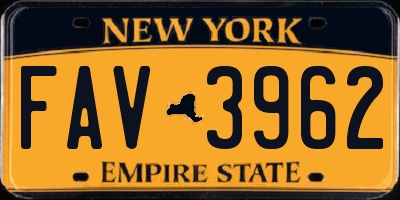 NY license plate FAV3962