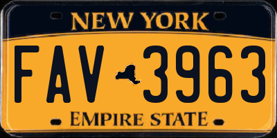 NY license plate FAV3963