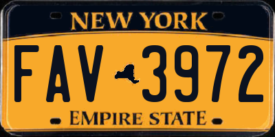 NY license plate FAV3972
