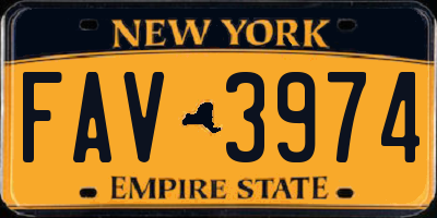 NY license plate FAV3974