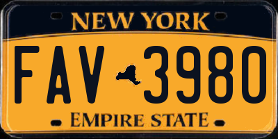 NY license plate FAV3980