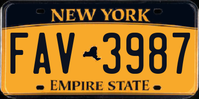 NY license plate FAV3987